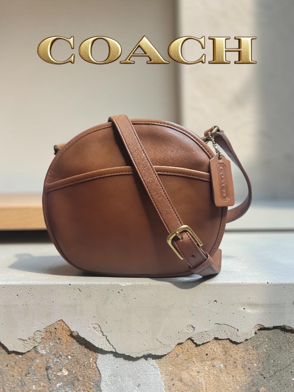 COACH Leather VTG 94' Canteen Round Crossbody Bag